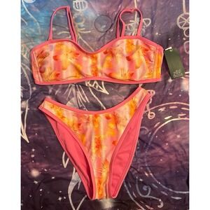 NEW Wild Fable Contrast Binding‎ Low Rise Bandeau Bikini Top: Large/Bottom: S